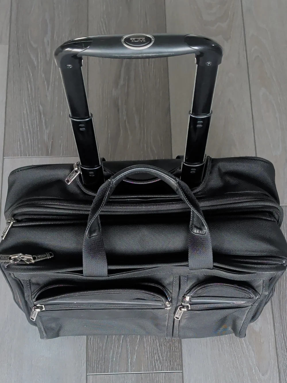 Tumi Black Men's Laptop Briefcase with Front Zip Pockets